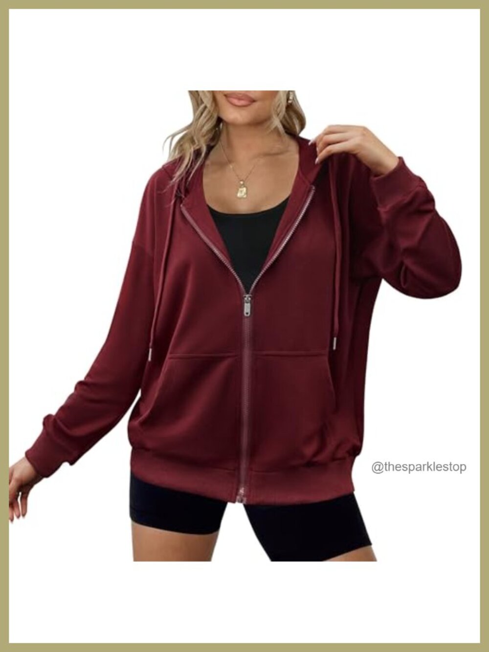 Women's Lightweight Full Zip Up Oversized Hoodie Sweatshirt
